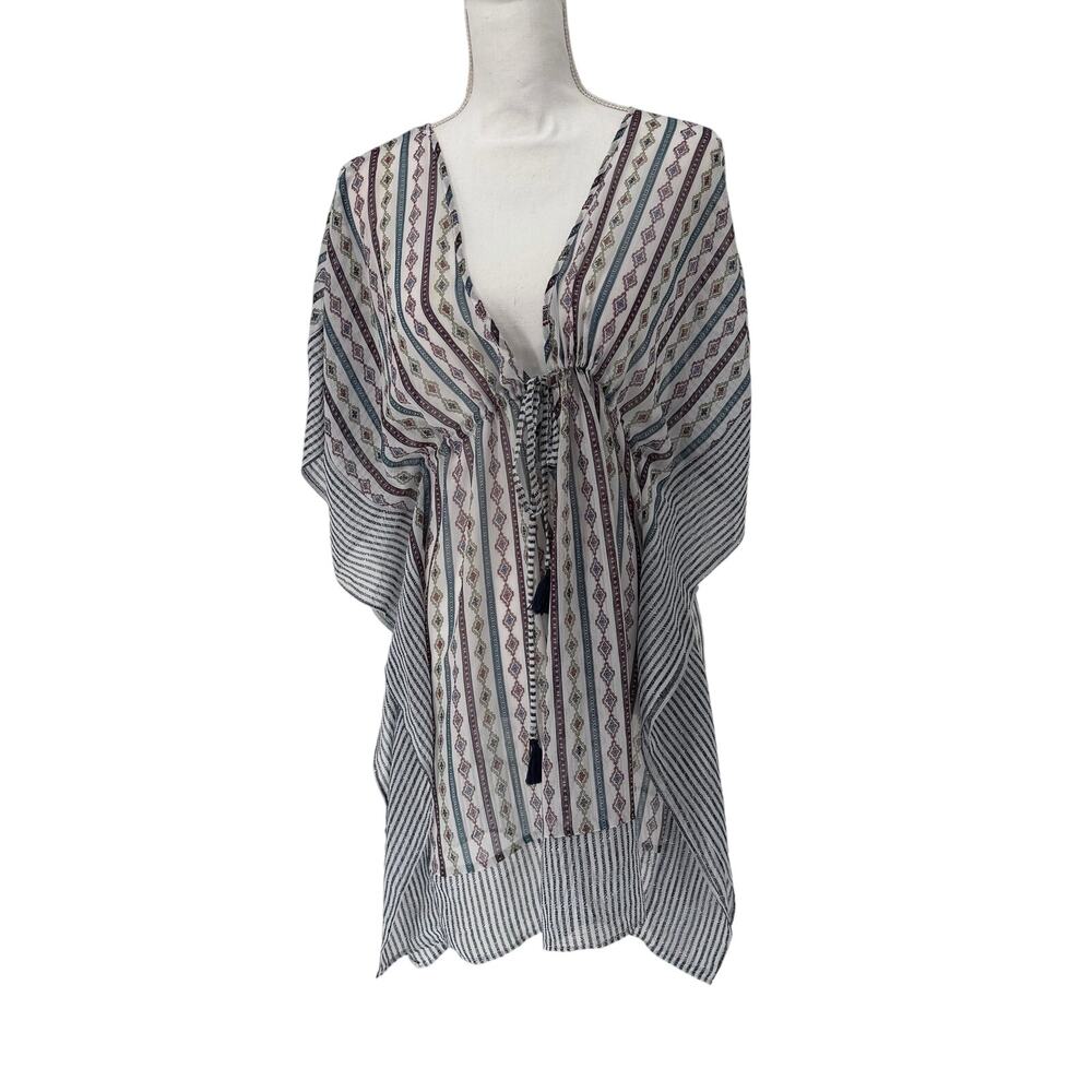 Jessica Simpson Paisley Striped Poncho Style Swimsuit Cover Sz Small